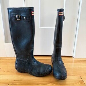 HUNTER Boot - US Women's Size 7 - Tall WELLINGTON - Dark Gray -W23499
